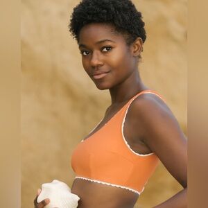 Hammies NWTs sixties style rust orange bikini top large retro Rick rack trim 60s